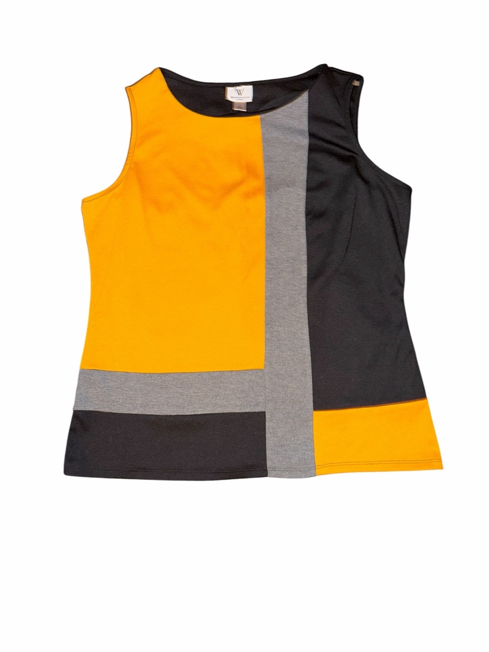 Worthington Colorblock Sleeveless Top - Yellow, Black & Gray